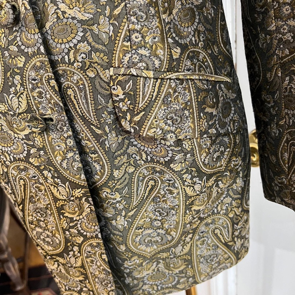 Vintage Paisley Tapestry Brocade Blazer Jacket Dark Academia USA 6 - Picture 4 of 12